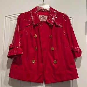 Juicy couture patten red leather crop bell sleeves. Gold hardware coat size S